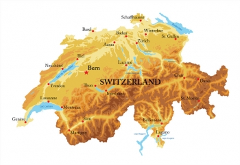  Magnetische Landkarte Schweiz, geografische, Relief