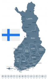  Magnetische Landkarte Finnland, illustrierte, graue