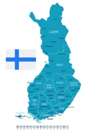  Magnetische Landkarte Finnland, illustrierte, blaue