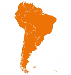  Magnetische Landkarte Südamerika, illustrierte, orange