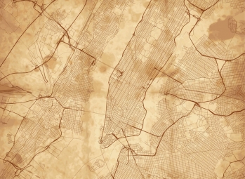  Magnetische Landkarte New York , illustrierte, beige