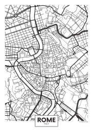  Magnetische Landkarte Rom, illustrierte, schwarz-weiße