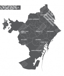  Magnetische Landkarte Barcelona, illustrierte, graue