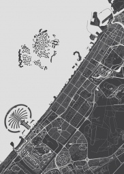  Magnetische Landkarte Dubai, illustrierte, schwarz-weiße