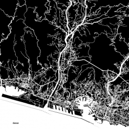  Magnetische Landkarte Genua, illustrierte, schwarz-weiße