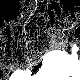  Magnetische Landkarte Nice, illustrierte, schwarz-weiße