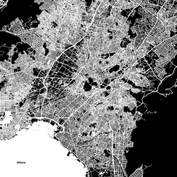  Magnetische Landkarte Athen, illustrierte, schwarz-weiße