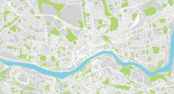  Magnetische Landkarte Newcastle, illustrierte, bunte