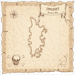  Magnetische Landkarte Phuket, vintage, beige