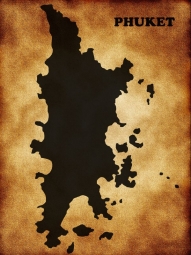  Magnetische Landkarte Phuket, illustrierte, alte
