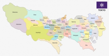  Magnetische Landkarte Tokyo, administrative, bunte