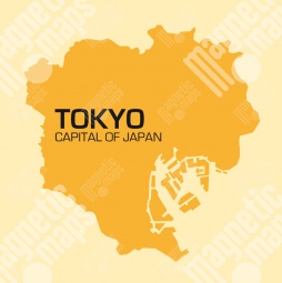  Magnetische Landkarte Tokyo, illustrierte, orange