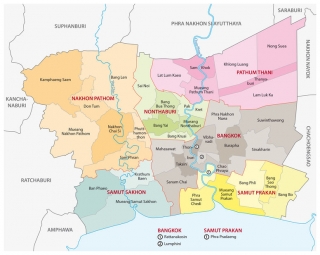  Magnetische Landkarte Bangkok, administrative, bunte