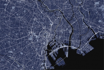  Magnetische Landkarte Tokyo, illustrierte, weiß-blaue
