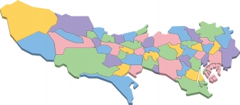  Magnetische Landkarte Tokyo, illustrierte, bunte