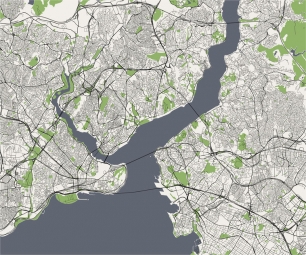  Magnetische Landkarte Istanbul, illustrierte, bunte