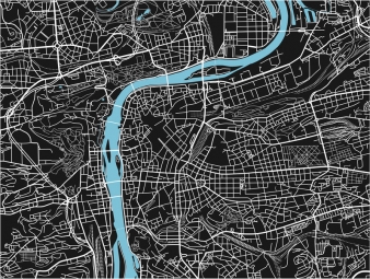  Magnetische Landkarte Prag, illustrierte, schwarz-blaue