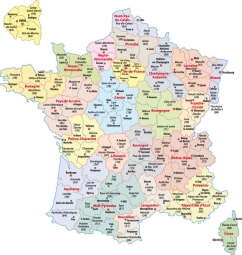  Magnetische Landkarte Frankreich, administrative, bunte
