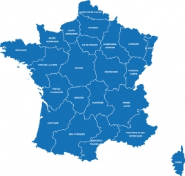  Magnetische Landkarte Frankreich, illustrierte, blaue