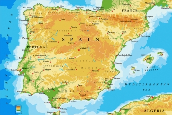  Magnetische Landkarte Spanien, geografische, bunte