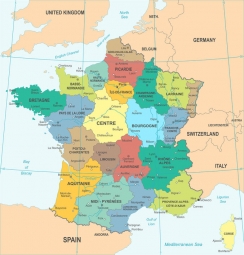 Magnetische Landkarte Frankreich, illustrierte, bunte