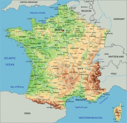  Magnetische Landkarte Frankreich, geografische, bunte