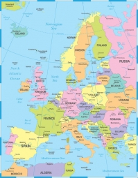  Magnetische Landkarte Europa, politische, bunte