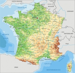  Magnetische Landkarte Frankreich, geografische, bunte