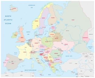  Magnetische Landkarte Europa, politische, bunte
