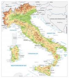  Magnetische Landkarte Italien, geografische, bunte