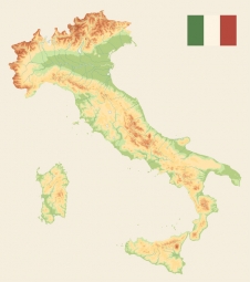  Magnetische Landkarte Italien, geografische, ohne Beschriftungen