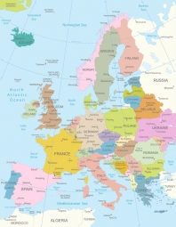  Magnetische Landkarte Europa, politische, bunte