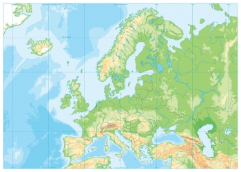  Magnetische Landkarte Europa, geografische, ohne Beschriftungen
