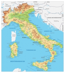  Magnetische Landkarte Italien, geografische, mit Beschriftungen