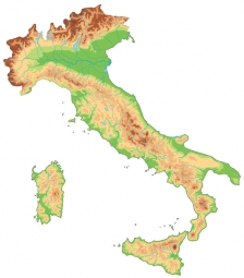  Magnetische Landkarte Italien, geografische, ohne Beschriftungen