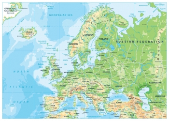  Magnetische Landkarte Europa, geografische, detaillierte