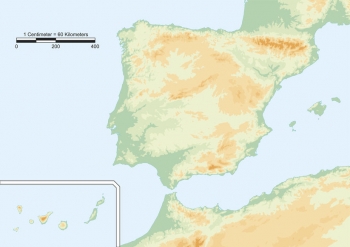  Magnetische Landkarte Spanien, geografische, ohne Beschriftungen