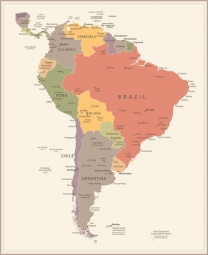  Magnetische Landkarte Südamerika, vintage, bunte