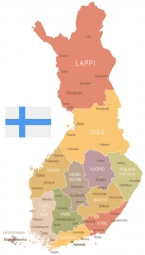  Magnetische Landkarte Finnland, vintage, bunte