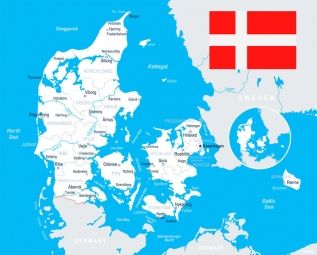  Magnetische Landkarte Dänemark, illustrierte, bunte