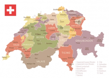  Magnetische Landkarte Schweiz, illustrierte, bunte