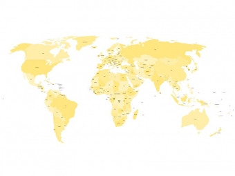  Magnetische Landkarte Welt, illustrierte, gelbe