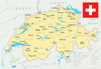  Magnetische Landkarte Schweiz, illustrierte, bunte