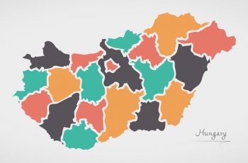  Magnetische Landkarte Ungarn, illustrierte, bunte