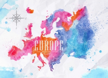  Magnetische Landkarte Europa, Aquarell, bunte
