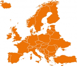  Magnetische Landkarte Europa, illustrierte, orange