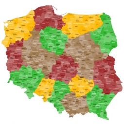  Magnetische Landkarte Polen, administrative, bunte